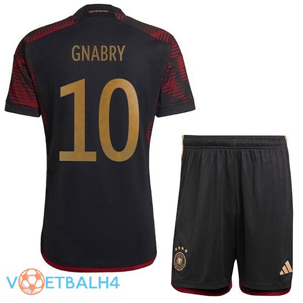 Duitsland (GNABRY 10) kinderen voetbal jerseys uit zwart wereldbeker 2022