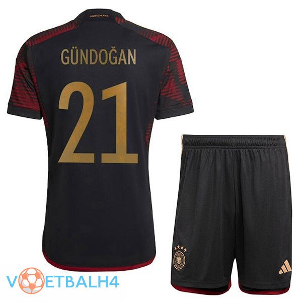 Duitsland (GÜNDOGAN 21) kinderen voetbal jerseys uit zwart wereldbeker 2022