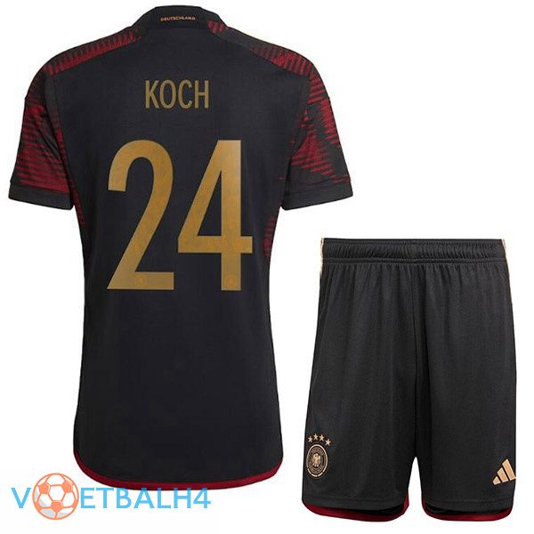 Duitsland (KOCH 24) kinderen voetbal jerseys uit zwart wereldbeker 2022