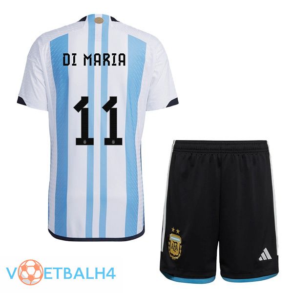 Argentinië (DI MARIA 11) kinderen voetbal jersey thuis blauw wit voetbal wereldbeker 2022