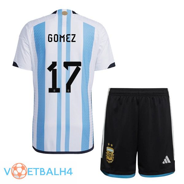 Argentinië (GOMEZ 17) kinderen voetbal jersey thuis blauw wit voetbal wereldbeker 2022