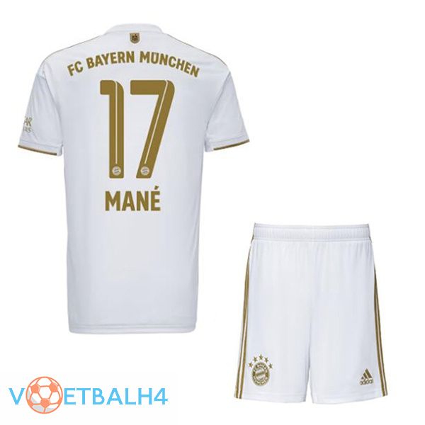 Bayern Munich (Mané 17) kinderen voetbal jerseys uit wit 2022-2023