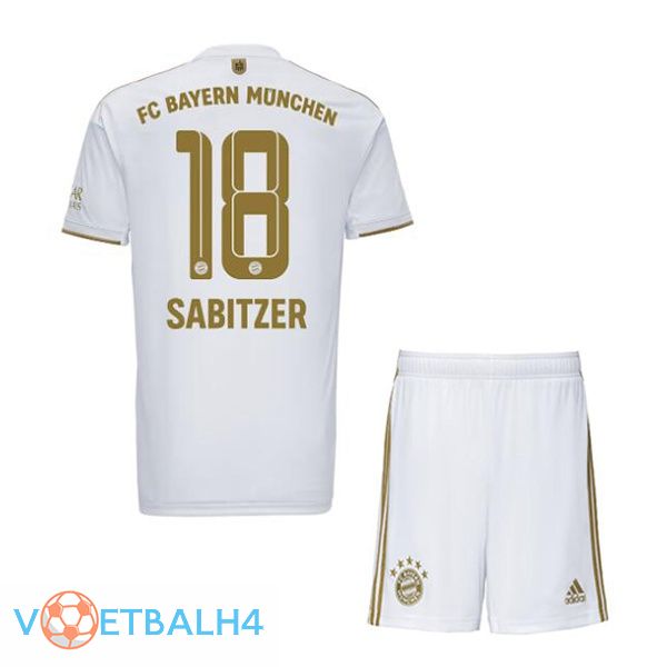 Bayern Munich (Sabitzer 18) kinderen voetbal jerseys uit wit 2022-2023