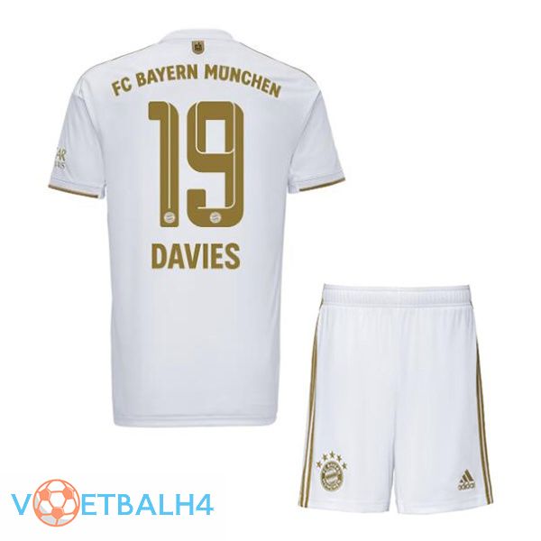 Bayern Munich (Davies 19) kinderen voetbal jerseys uit wit 2022-2023