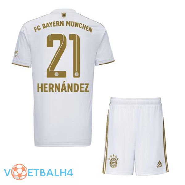 Bayern Munich (Hernández 21) kinderen voetbal jerseys uit wit 2022-2023