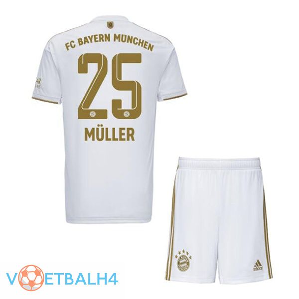 Bayern Munich (Müller 25) kinderen voetbal jerseys uit wit 2022-2023