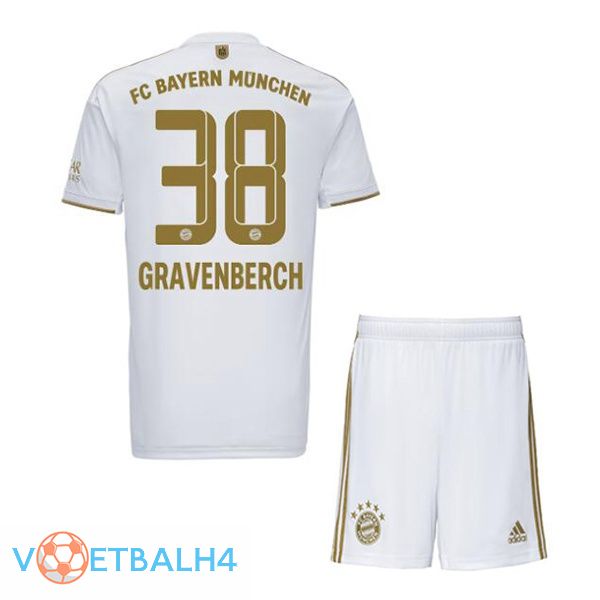 Bayern Munich (Gravenberch 38) kinderen voetbal jerseys uit wit 2022-2023