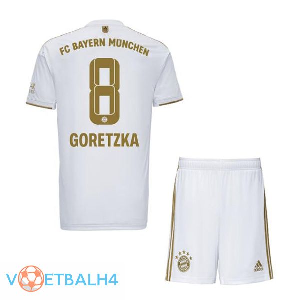 Bayern Munich (Goretzka 8) kinderen voetbal jerseys uit wit 2022-2023