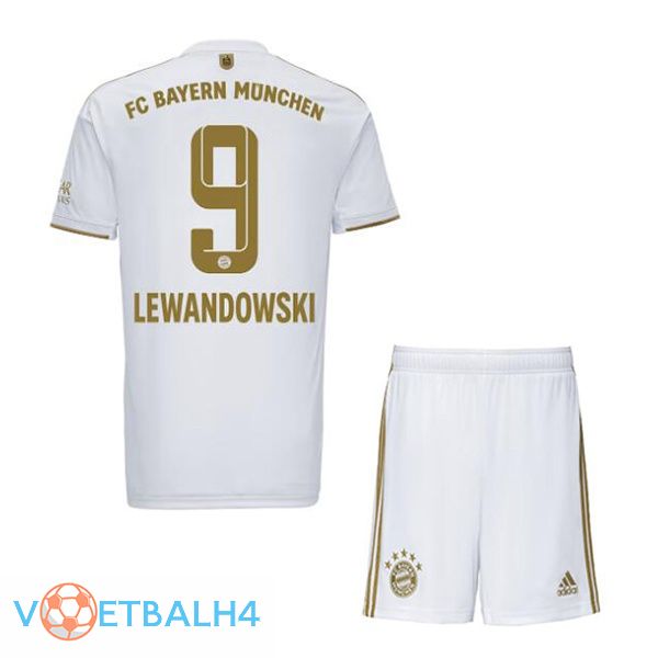 Bayern Munich (Lewandowski 9) kinderen voetbal jerseys uit wit 2022-2023