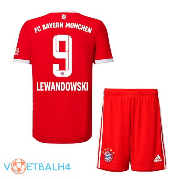 Bayern Munich (Lewandowski 9) jersey thuis kinderen rood 2022/2023