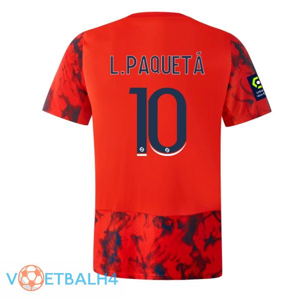 Lyon OL (L.PAQUETÁ 10) voetbal jersey uit rood 2022/2023