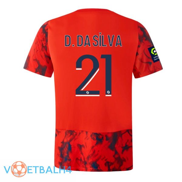 Lyon OL (D. DA SILVA 21) voetbal jersey uit rood 2022/2023