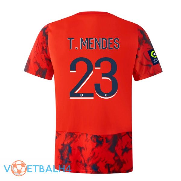 Lyon OL (T. MENDES 23) voetbal jersey uit rood 2022/2023