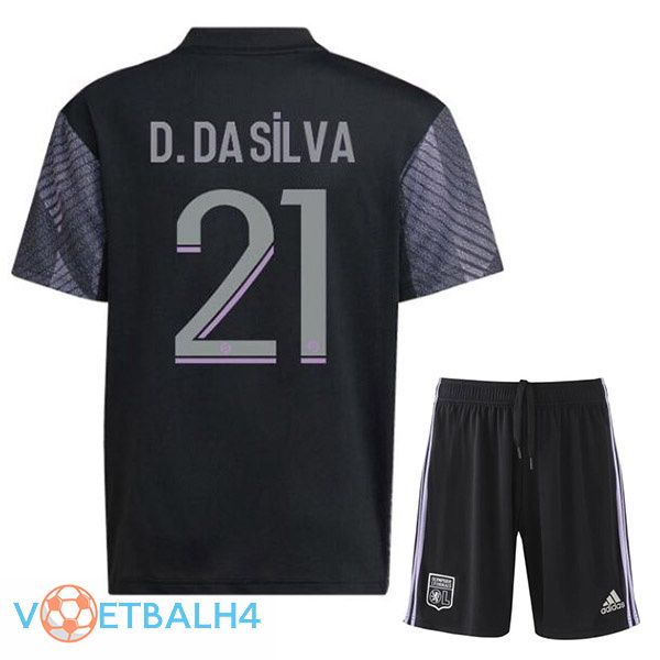 Olympique Lyonnais (D.DA SILVA 21) kinderen voetbal jerseys derde zwart 2022-2023