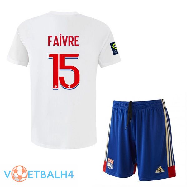 Lyon OL (FAIVRE 15) kinderen voetbal jersey thuis wit 2022/2023