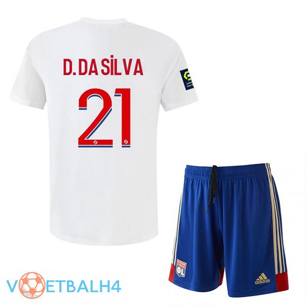 Lyon OL (D. DA SILVA 21) kinderen voetbal jersey thuis wit 2022/2023