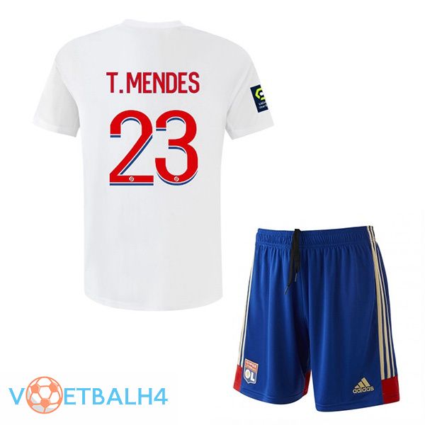 Lyon OL (T. MENDES 23) kinderen voetbal jersey thuis wit 2022/2023