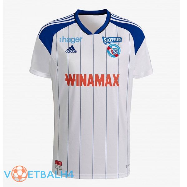 RC Strasbourg Alsace voetbal jersey uit blauw wit 2022/2023