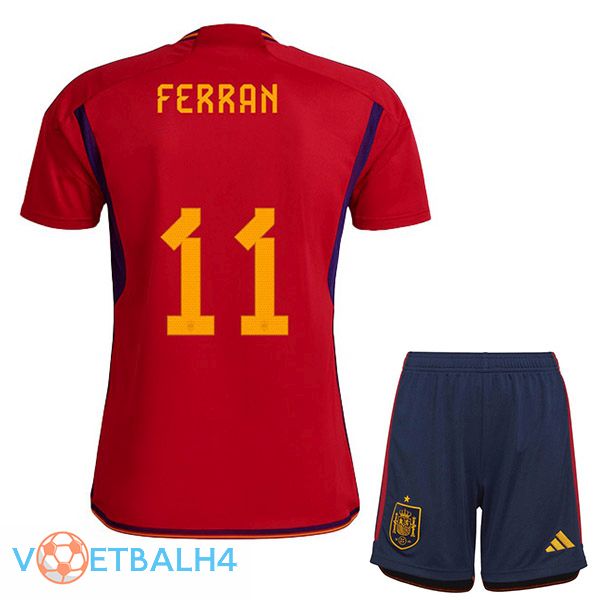 Spanje (FERRAN 11) kinderen voetbal jerseys thuis rood 2022-2023