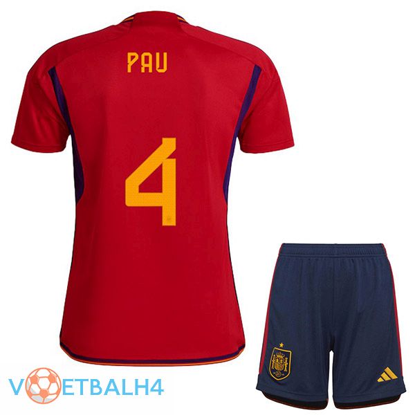 Spanje (PAU 4) kinderen voetbal jerseys thuis rood 2022-2023