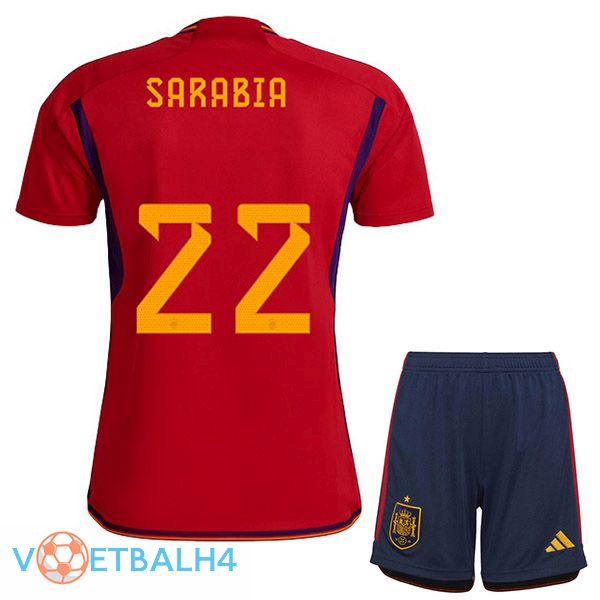 Spanje (SARABIA 22) kinderen voetbal jerseys thuis rood 2022-2023