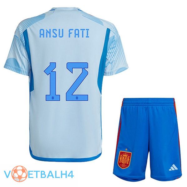 Spanje (ANSU FATI 12) kinderen voetbal jerseys uit blauw wit 2022-2023