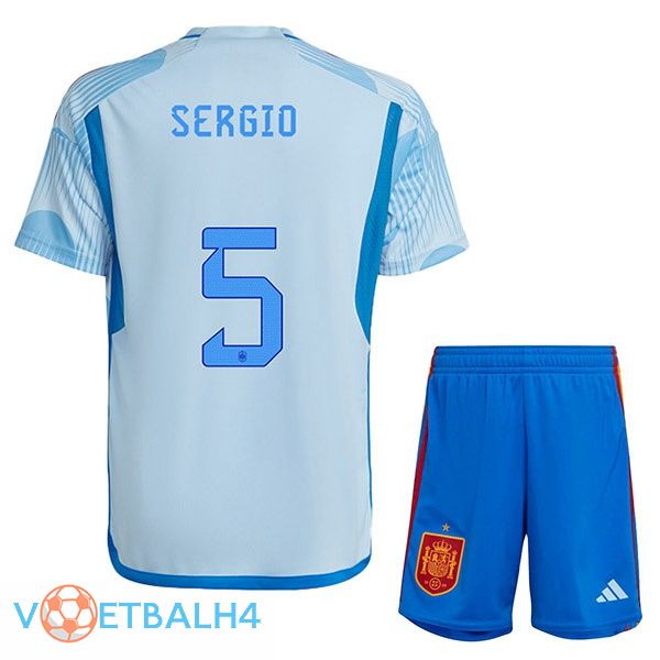 Spanje (SERGIO 5) kinderen voetbal jerseys uit blauw wit 2022-2023