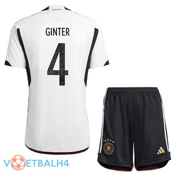 Duitsland (GINTER 4) kinderen voetbal jerseys thuis zwart wit 2022-2023