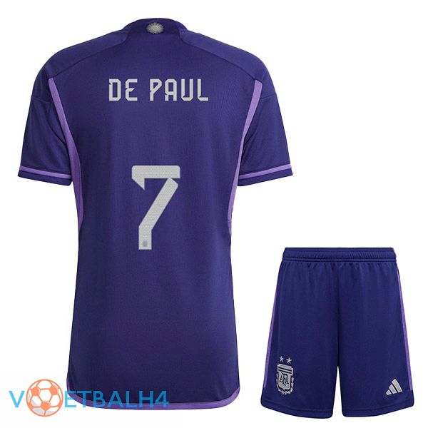 Argentinië (DE PAUL 7) kinderen voetbal jersey uit paars 2022/2023