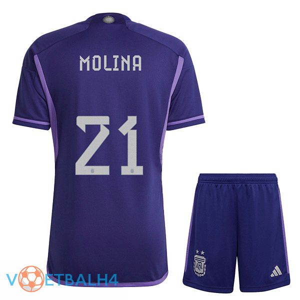 Argentinië (DYBALA 21) kinderen voetbal jersey uit paars 2022/2023