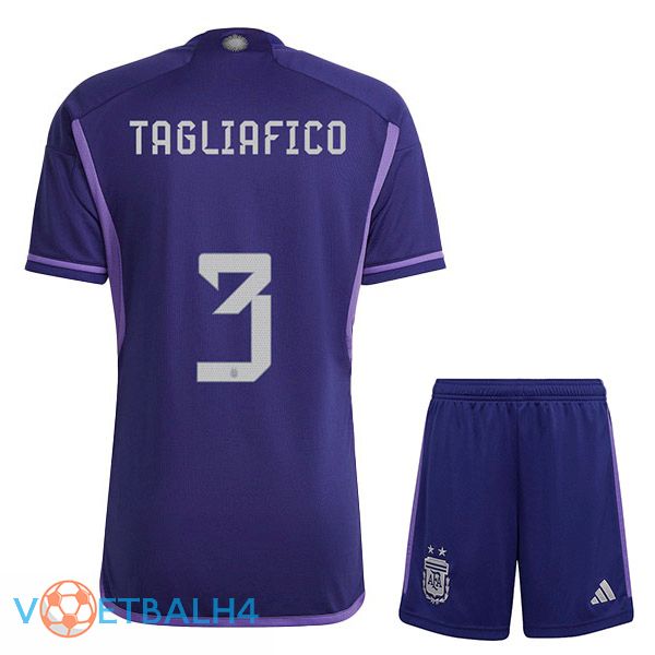 Argentinië (TAGLIAFICO 3) kinderen voetbal jersey uit paars 2022/2023