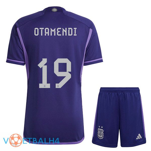 Argentinië (OTAMENDI 19) kinderen voetbal jersey uit paars 2022/2023