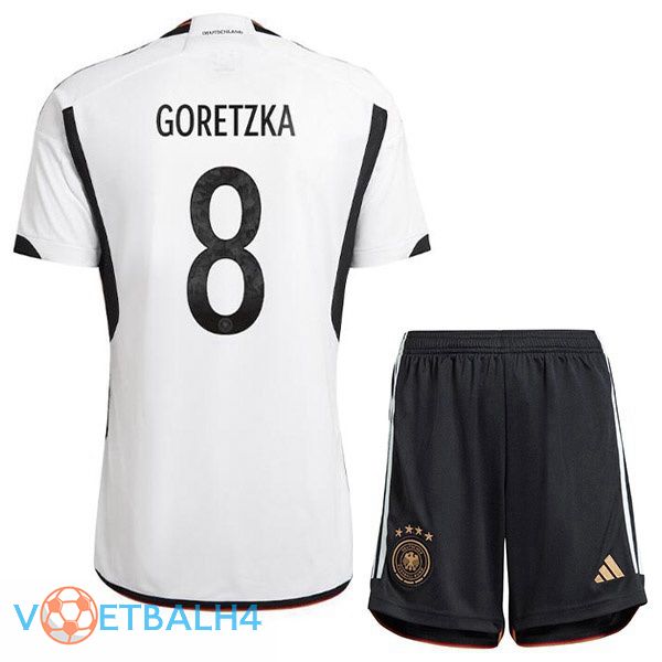 Duitsland (GORETZKA 8) kinderen voetbal jerseys thuis zwart wit 2022-2023