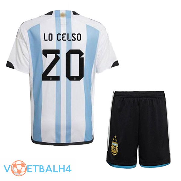 Argentinië (MAC ALLISTER 20) 3 sterren kinderen voetbal jersey thuis blauw wit 2022/2023