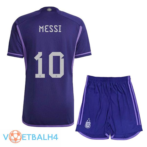 Argentinië (MESSI 10) 3 sterren kinderen voetbal jersey uit paars 2022/2023