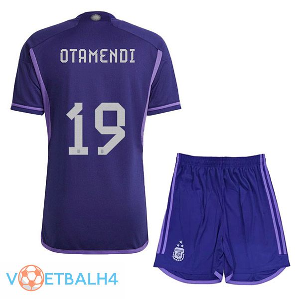 Argentinië (OTAMENDI 19) 3 sterren kinderen voetbal jersey uit paars 2022/2023