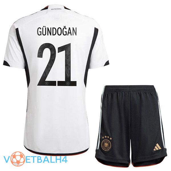 Duitsland (GÜNDOGAN 21) kinderen voetbal jerseys thuis zwart wit 2022-2023