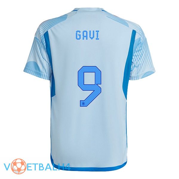 Spanje (GAVI 9) voetbal jerseys uit blauw wit 2022-2023