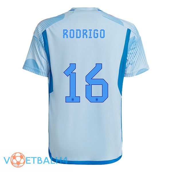 Spanje (RODRIGO 16) voetbal jerseys uit blauw wit 2022-2023