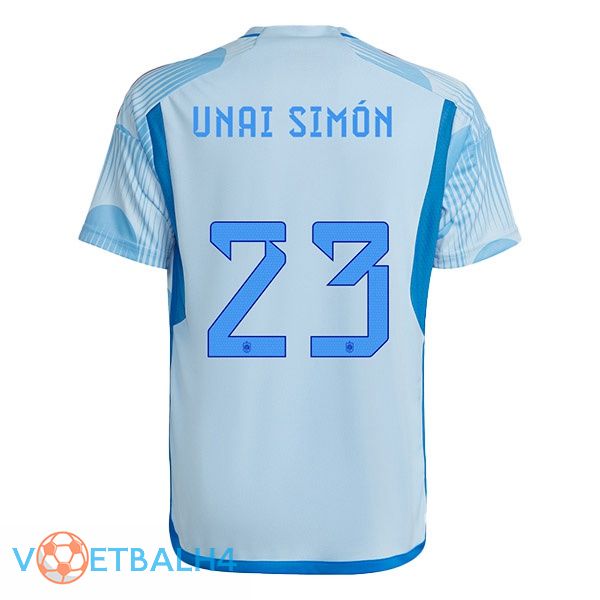 Spanje (UNAI SIMÓN 23) voetbal jerseys uit blauw wit 2022-2023