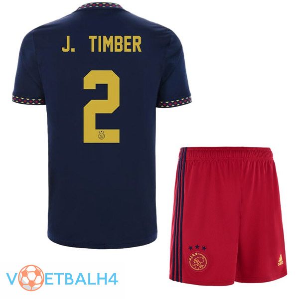 AFC Ajax (J. Timber 2) kinderen voetbal jerseys uit zwart 2022-2023