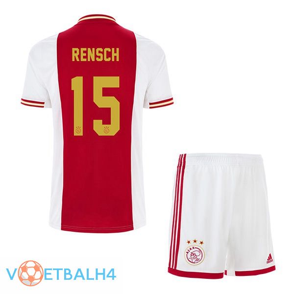 AFC Ajax (Rensch 15) kinderen voetbal jerseys thuis wit rood 2022-2023