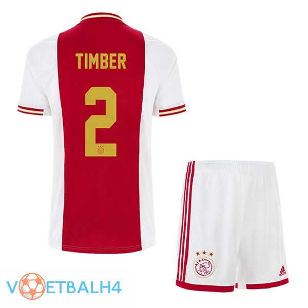 AFC Ajax (Timber 2) kinderen voetbal jerseys thuis wit rood 2022-2023