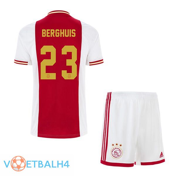 AFC Ajax (Berghuis 23) kinderen voetbal jerseys thuis wit rood 2022-2023