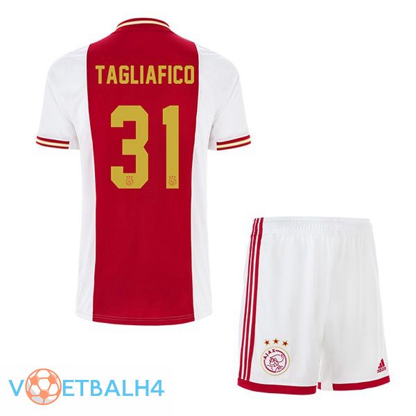 AFC Ajax (Tagliafico 31) kinderen voetbal jerseys thuis wit rood 2022-2023