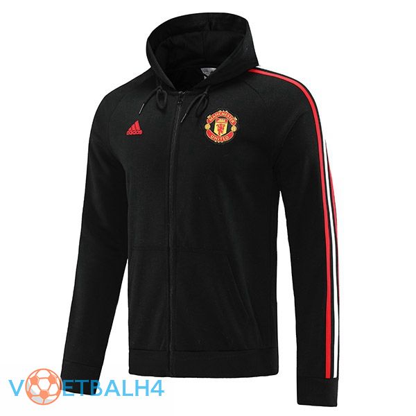 Manchester United trainingsjack Hoodie zwart 2022/2023