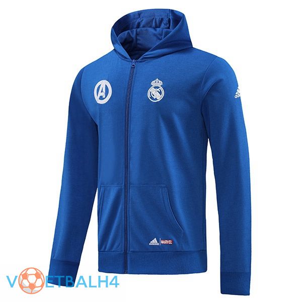 Real Madrid trainingsjack Hoodie blauw 2022/2023