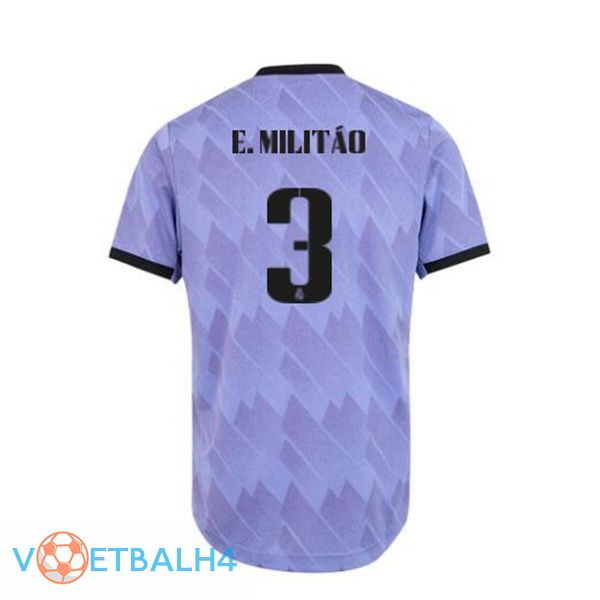 Real Madrid (E. Militão 3) voetbal jerseys uit paars 2022-2023