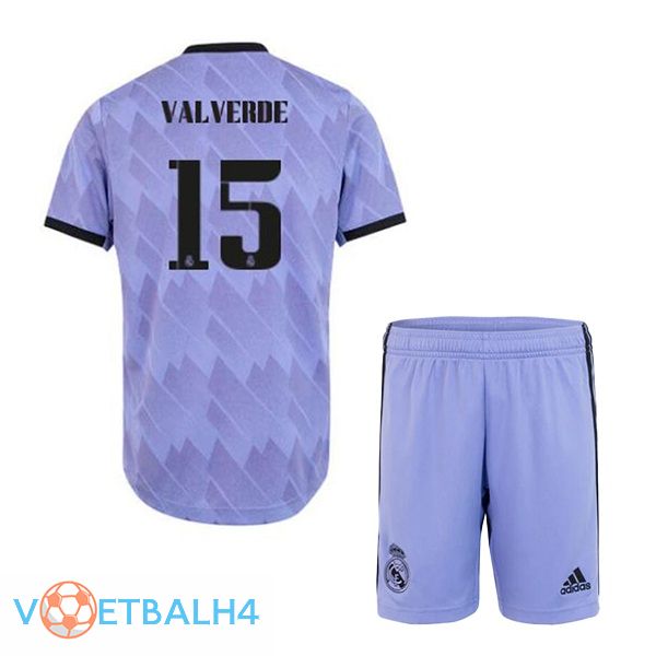 Real Madrid (Valverde 15) kinderen voetbal jerseys uit paars 2022-2023