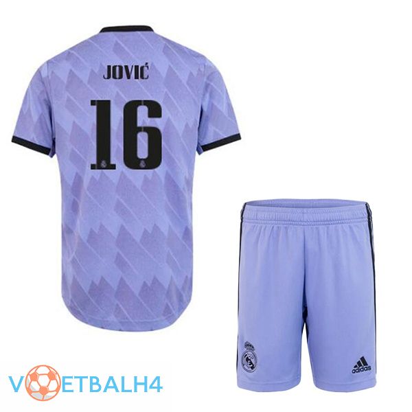 Real Madrid (Jović 16) kinderen voetbal jerseys uit paars 2022-2023